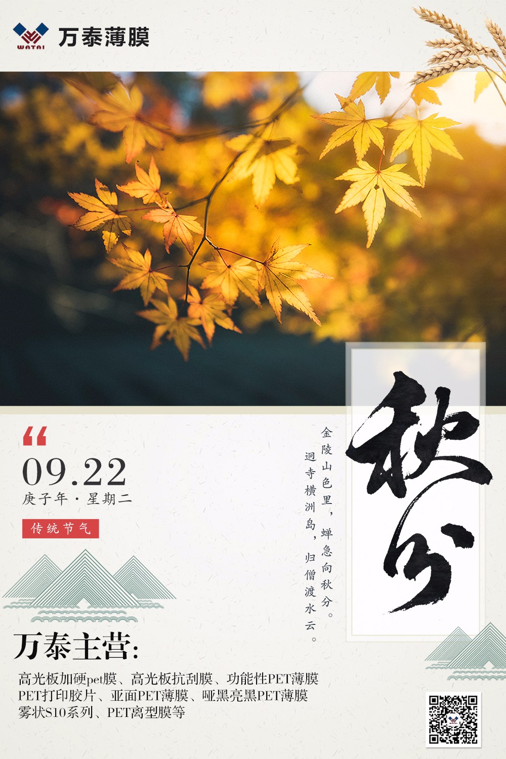 秋分：云淡風清揚，秋色可分長！